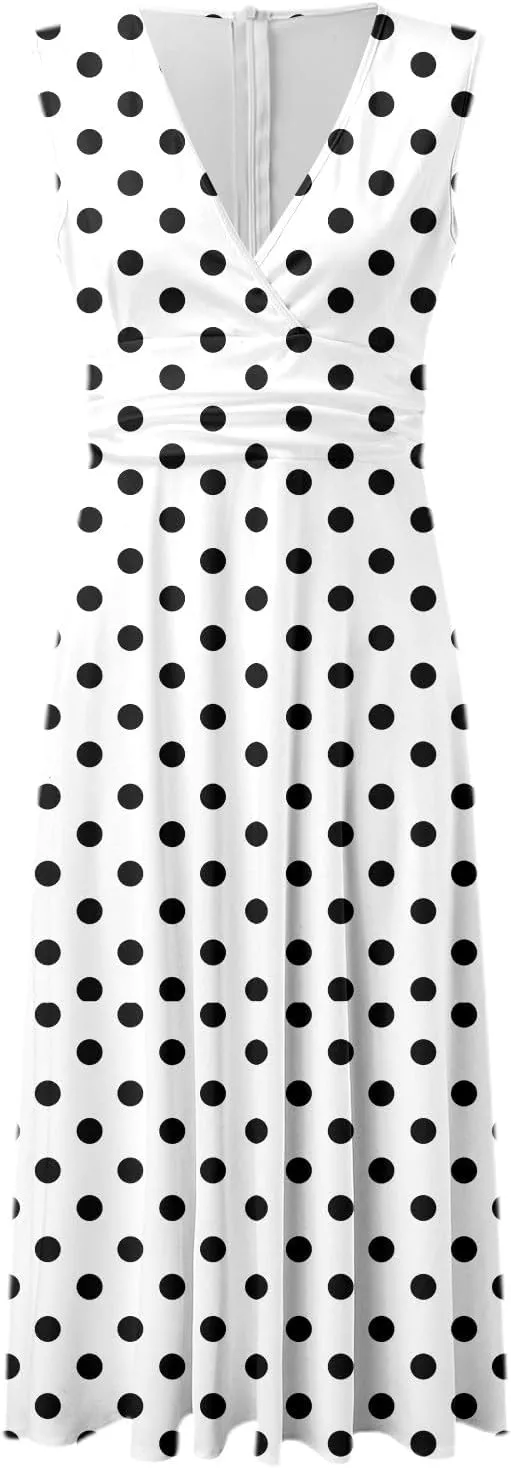 PTOLOCIF Sundresses for Women 2025 Sleeveless Spaghetti Strap Long Dresses Scoop Neck Smocked Ruffle Flowy Boho Maxi Dress