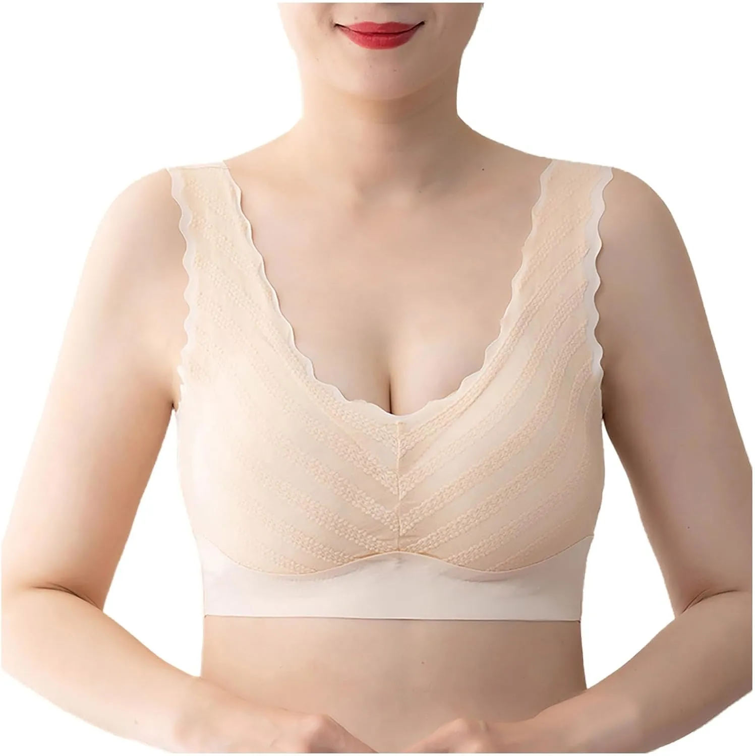 Push Up Bras for Women, Soft Cooling Bras Full Coverage Bras Wireless Bras with Support and Lift Non Padded Bralette