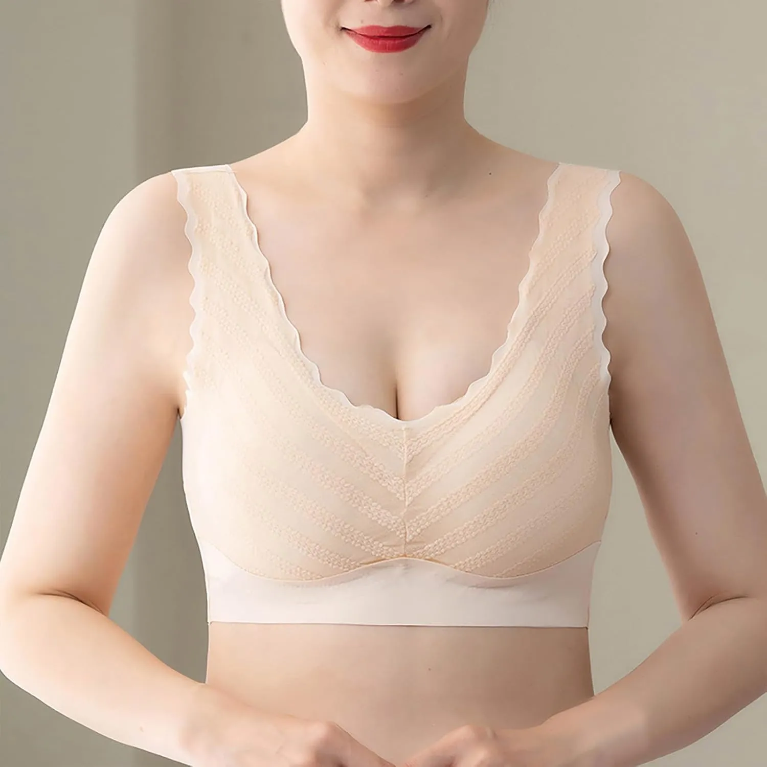 Push Up Bras for Women, Soft Cooling Bras Full Coverage Bras Wireless Bras with Support and Lift Non Padded Bralette