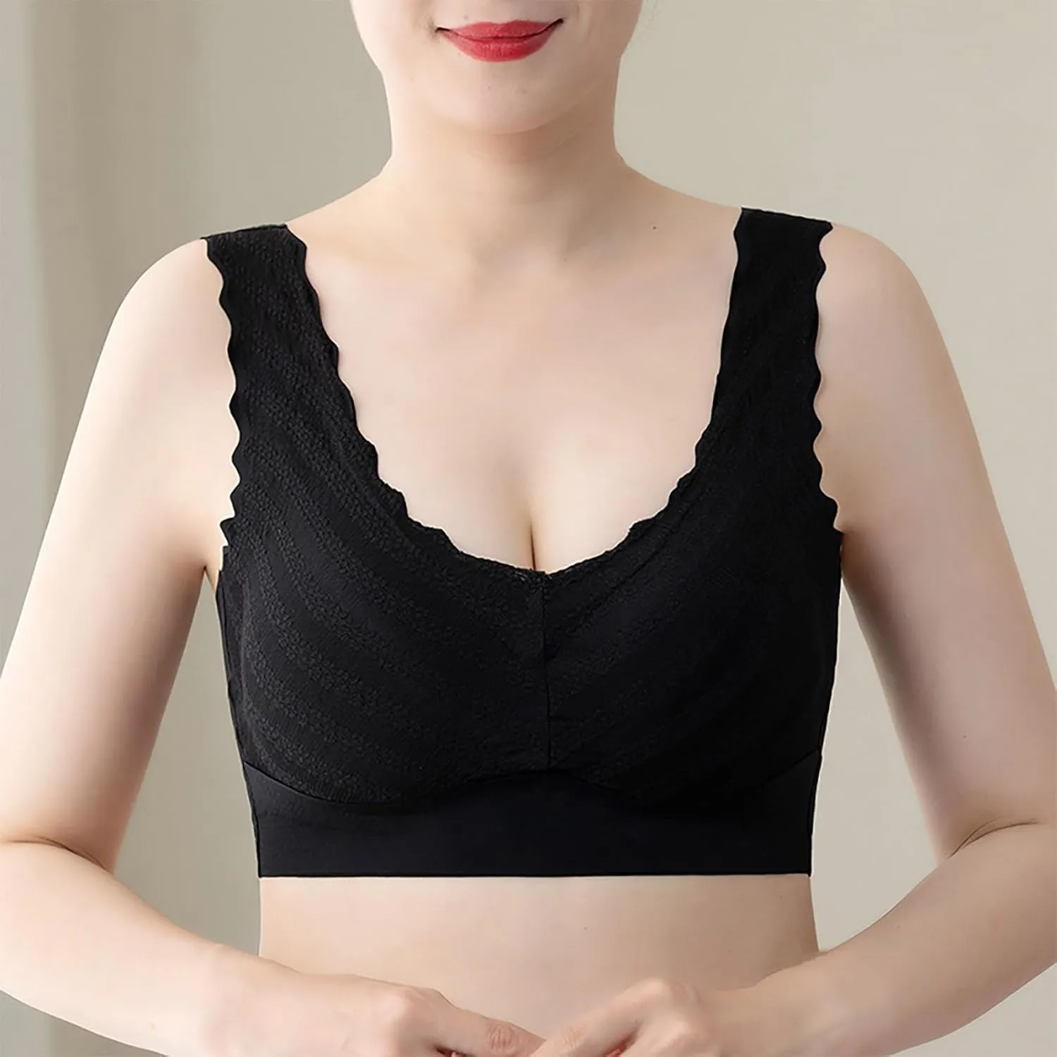 Push Up Bras for Women, Soft Cooling Bras Full Coverage Bras Wireless Bras with Support and Lift Non Padded Bralette