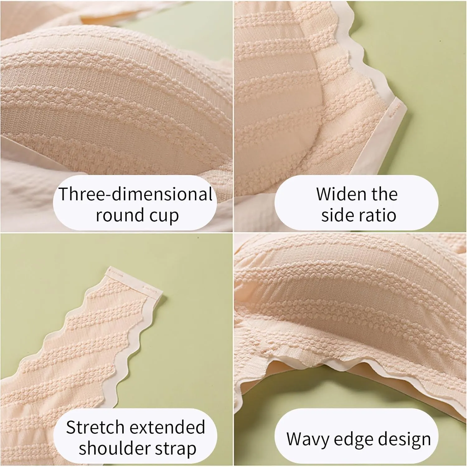 Push Up Bras for Women, Soft Cooling Bras Full Coverage Bras Wireless Bras with Support and Lift Non Padded Bralette