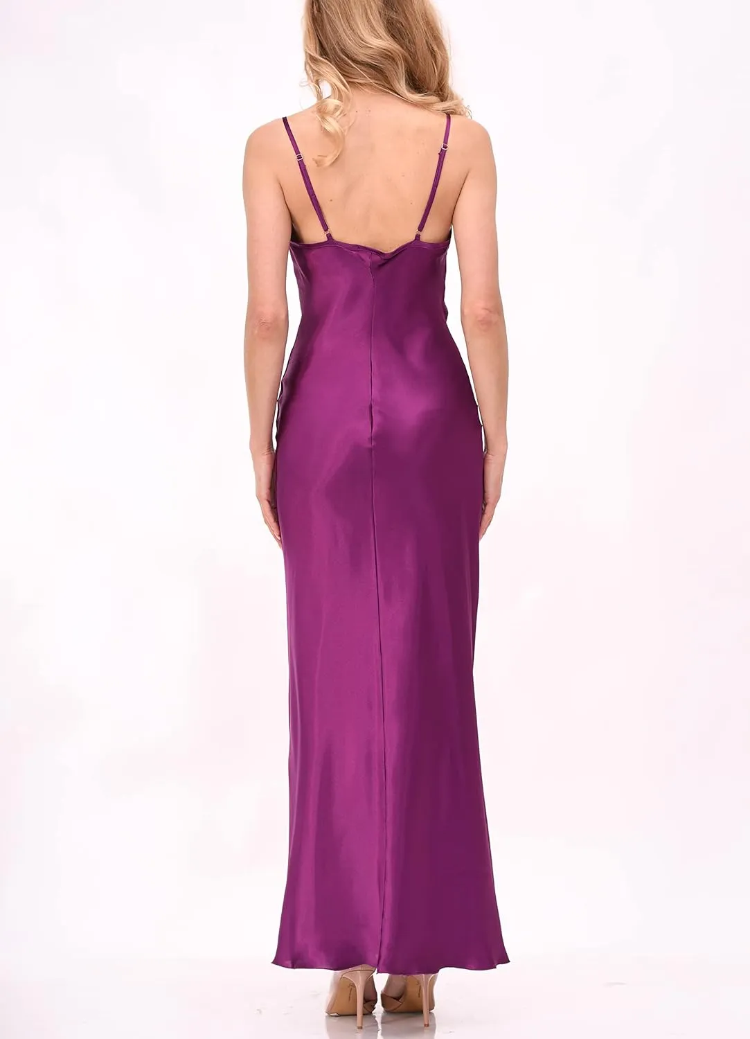 Satin Cowl Neck Slip Maxi Dress