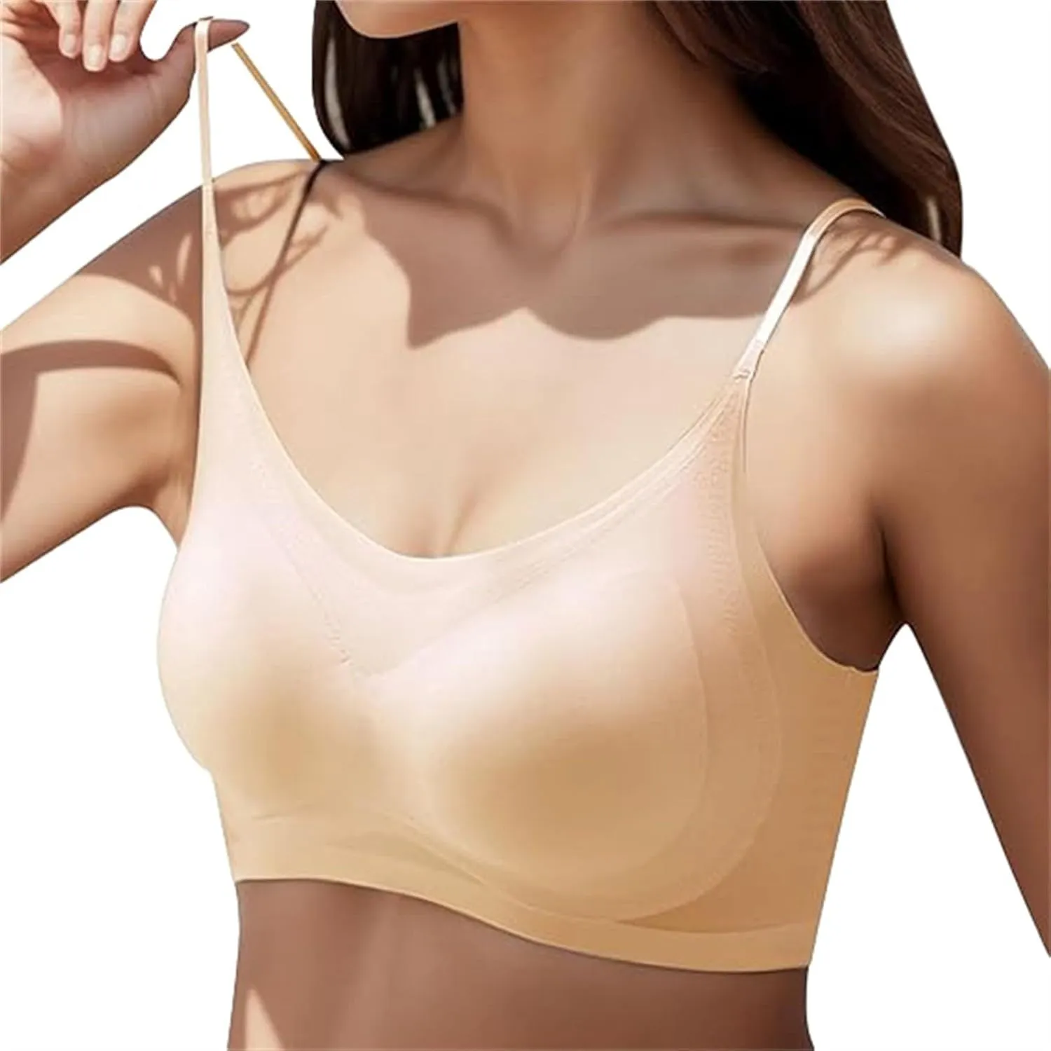 Seamlesss Wirefree Bras for Women Mesh Daily Bra with Removable 3 Packs Ice Silk Comfortable Strapless Bra for Big