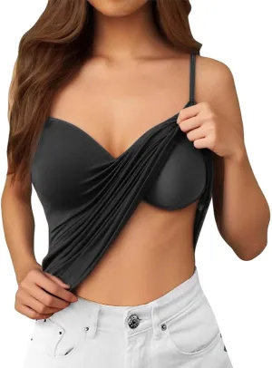 Shelf Bra Camisole Tops for Women Spaghetti Strap Tank Top Yoga Cotton Cami Shirts