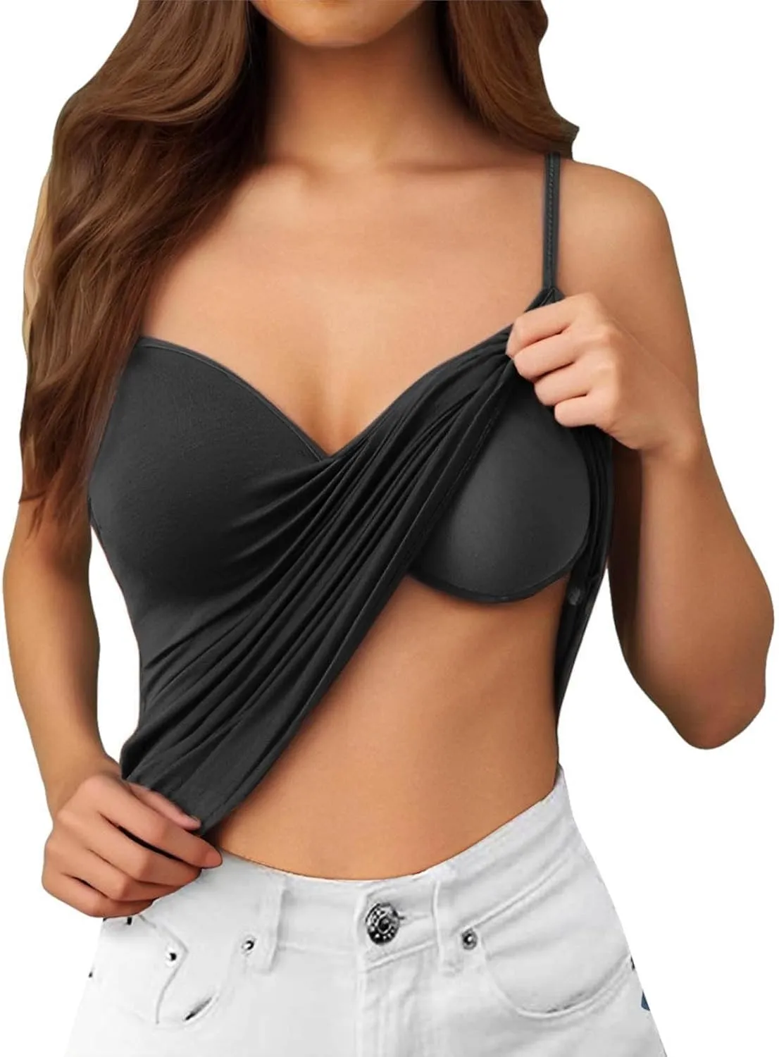 Shelf Bra Camisole Tops for Women Spaghetti Strap Tank Top Yoga Cotton Cami Shirts