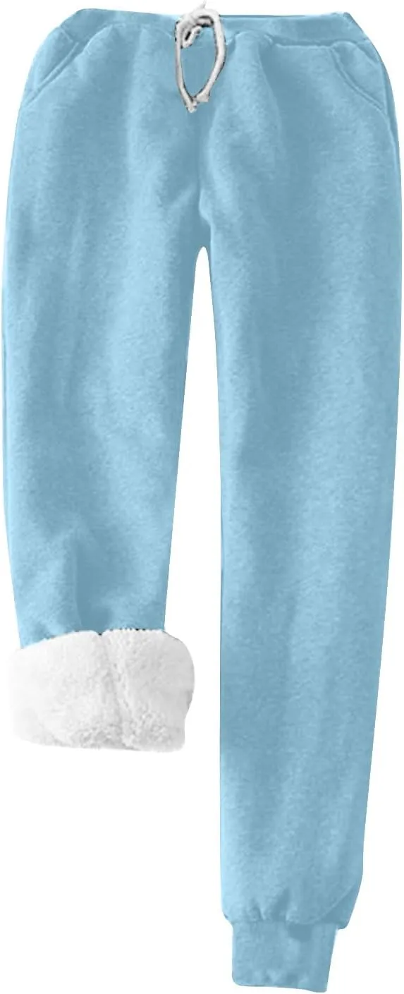 Sherpa Lined Lounge Sets for Women 2 Piece Warm Outfits Long Sleeve Pullover with Pockets Fuzzy Fleece Pajamas Sets