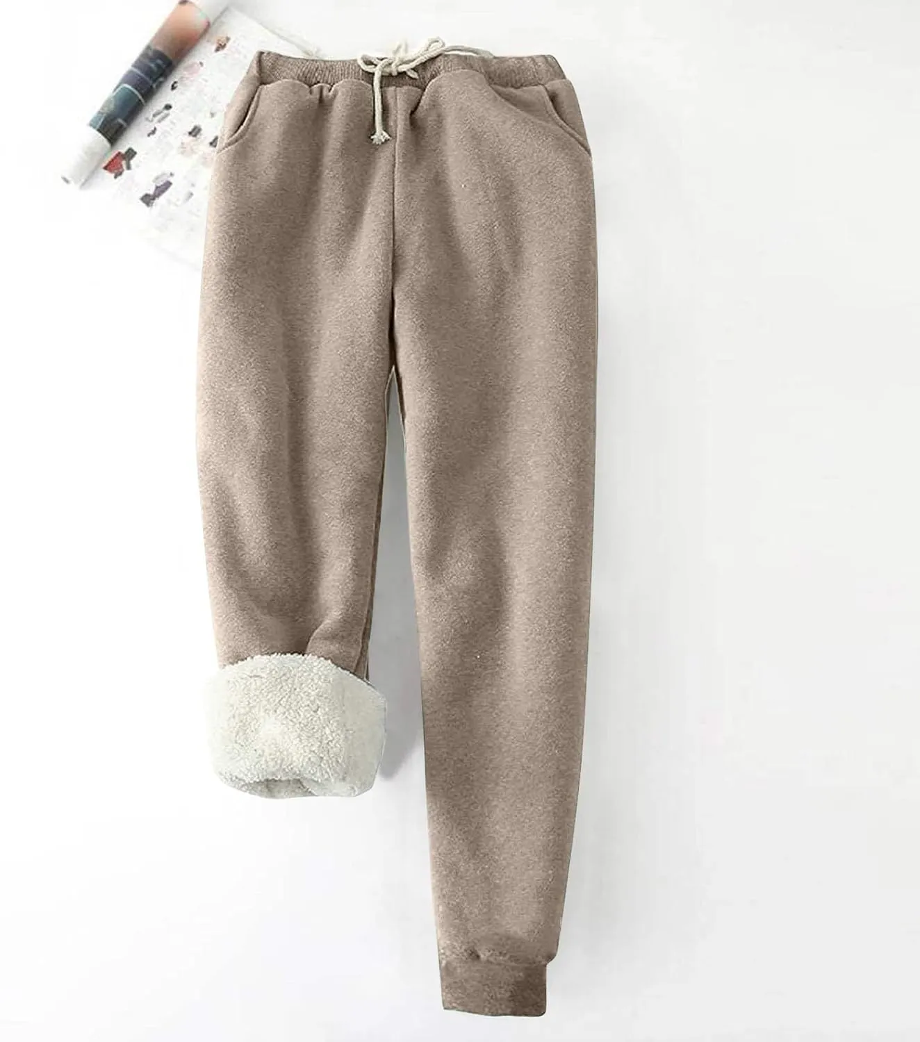 Sherpa Lined Sweatpants for Women Comfy Winter Pants Warm Fleece Jogger Pants Soft Athletic Pants Thermal Trousers
