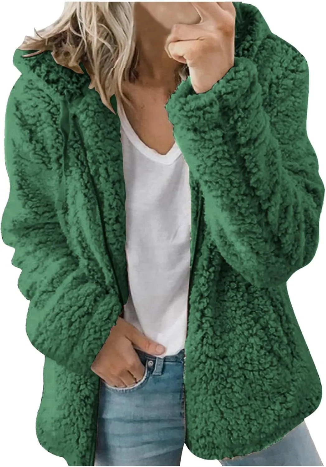 SHOPESSA Winter Coats and Jackets for Women Slouchy Sherpa Cardigan Women Sherpa Hoodies with Zipper Snow Jackets for Women