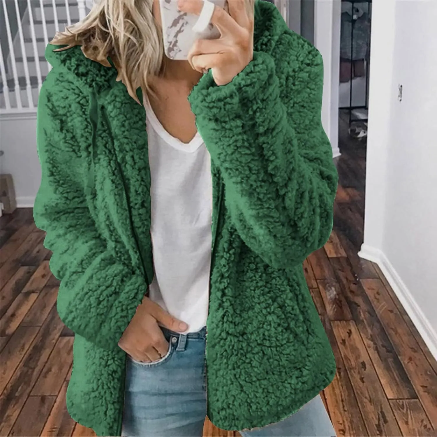 SHOPESSA Winter Coats and Jackets for Women Slouchy Sherpa Cardigan Women Sherpa Hoodies with Zipper Snow Jackets for Women