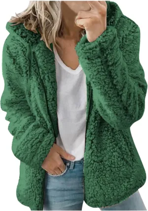 SHOPESSA Winter Coats and Jackets for Women Slouchy Sherpa Cardigan Women Sherpa Hoodies with Zipper Snow Jackets for Women
