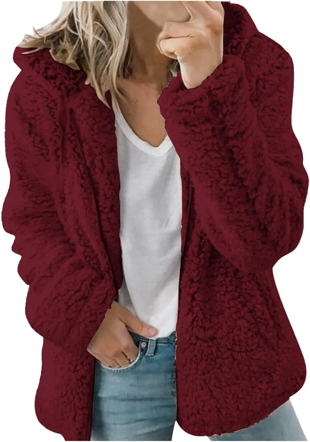SHOPESSA Winter Coats and Jackets for Women Slouchy Sherpa Cardigan Women Sherpa Hoodies with Zipper Snow Jackets for Women