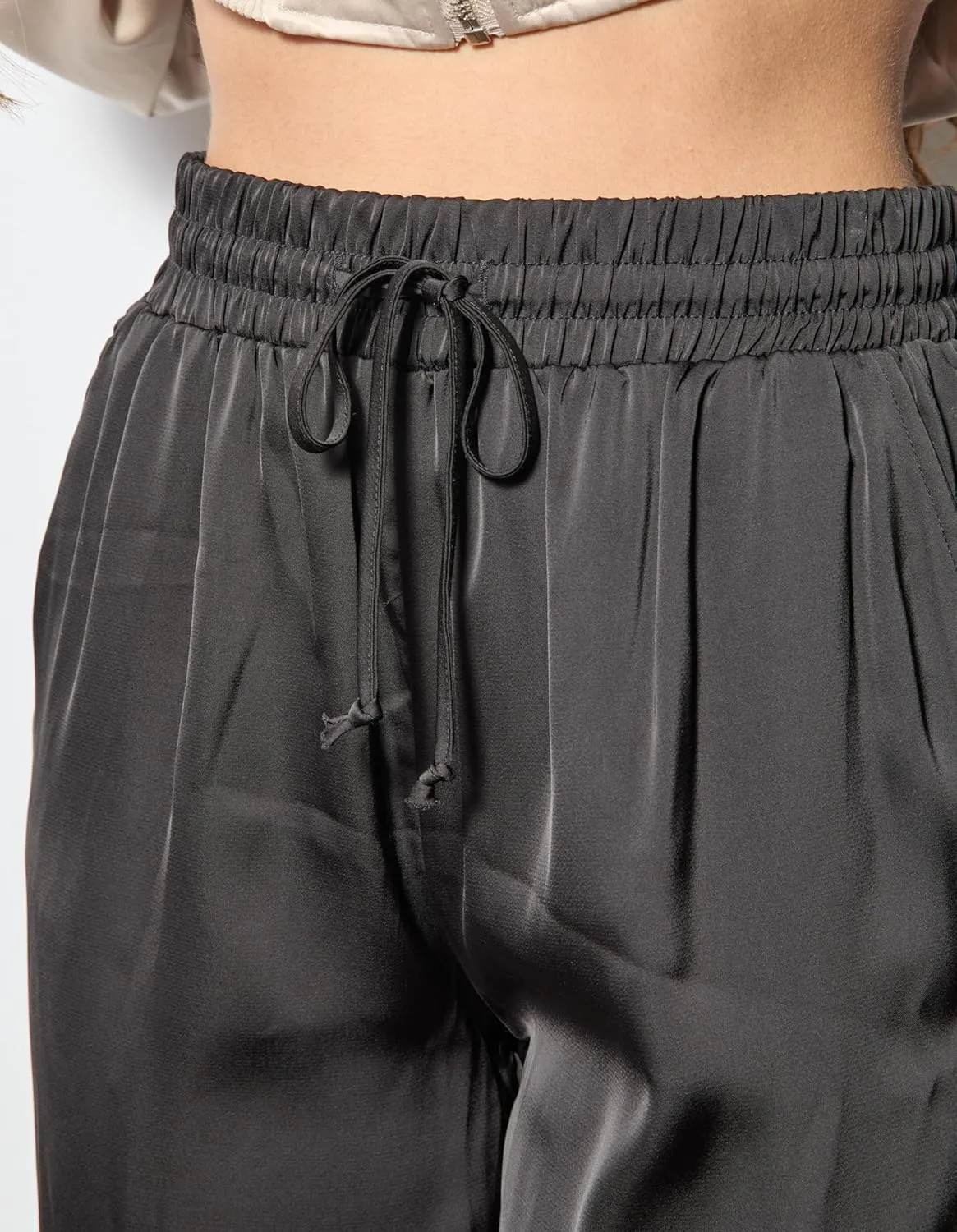 ShoSho Womens Satin Jogger Cargo Pants with Drawstrings