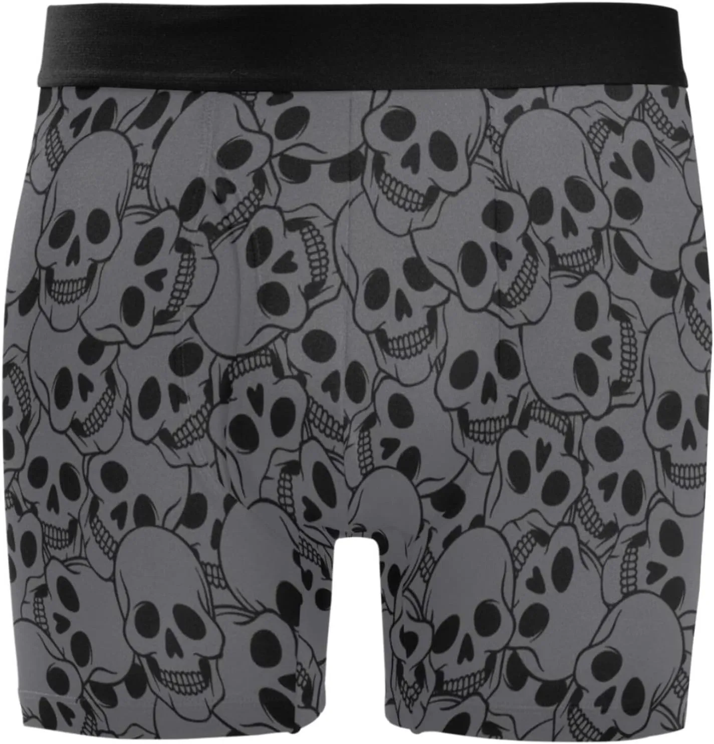 Skull Head Print Mens Boxer Briefs Stretch Breathable Underwear Fly Front With Pouch S-XXL