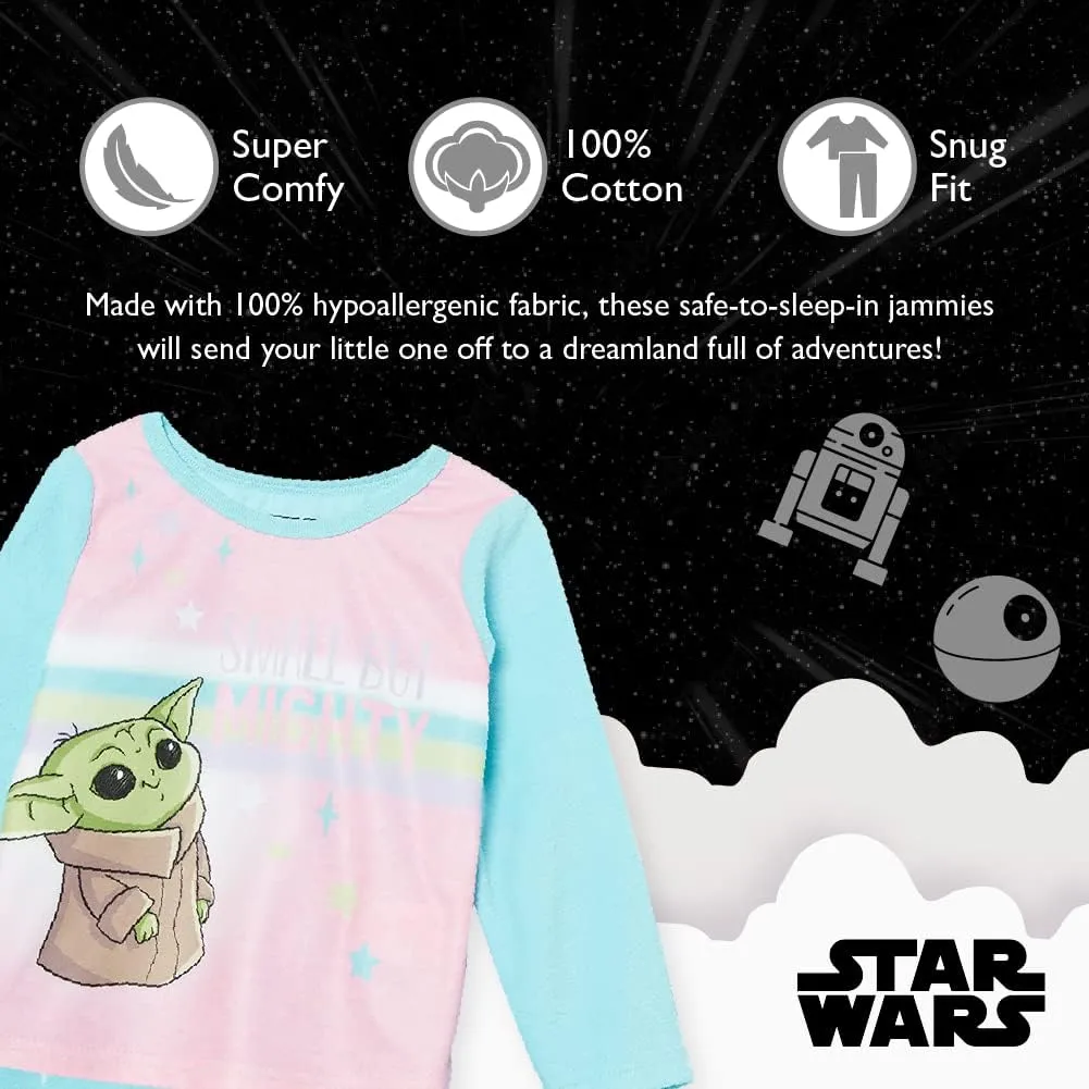 STAR WARS Girls' 2-Piece Loose-fit Pajama Set, Soft & Cute for Kids