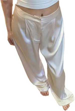 Straight Satin Pants Women Wide Leg Trousers