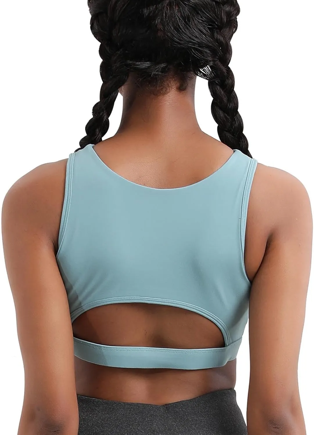 Stretchy Sports Bras Women Racerback Yoga Medium Support Workout Bras Fashion Hollow Breathable Active Tank Bra