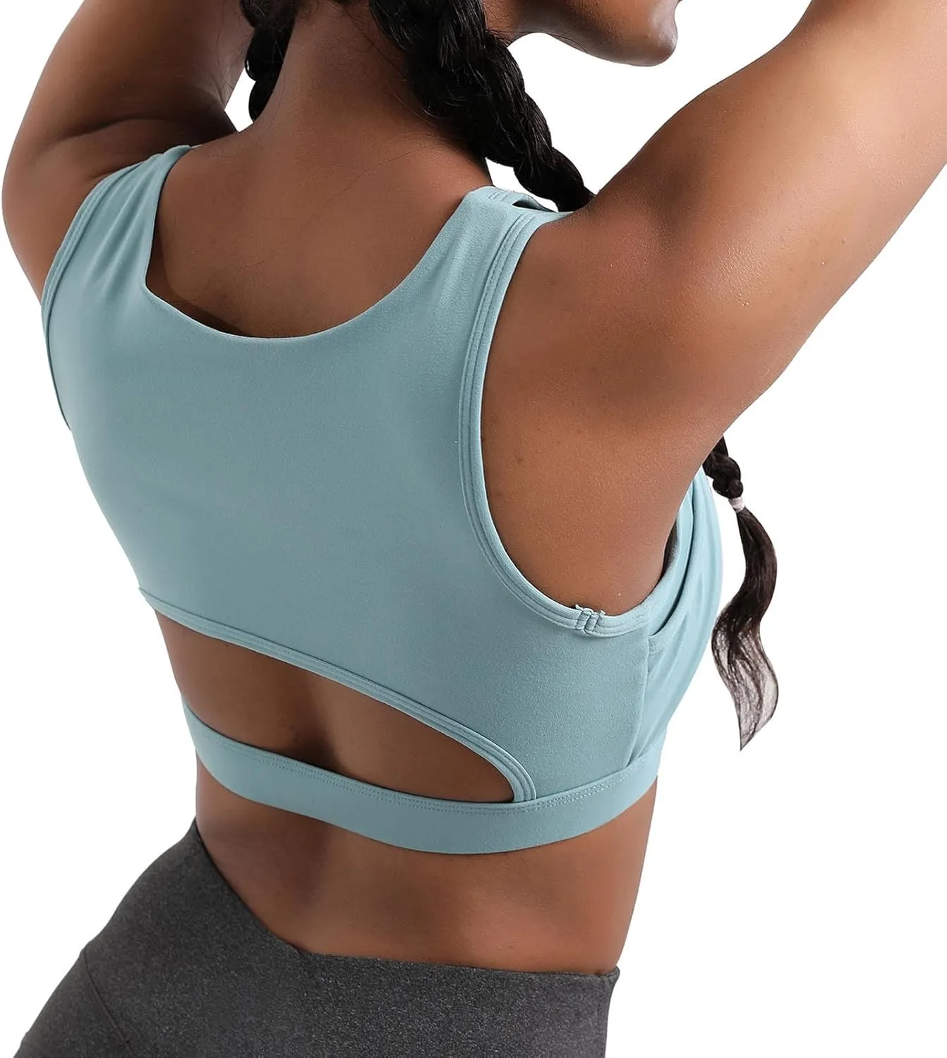 Stretchy Sports Bras Women Racerback Yoga Medium Support Workout Bras Fashion Hollow Breathable Active Tank Bra