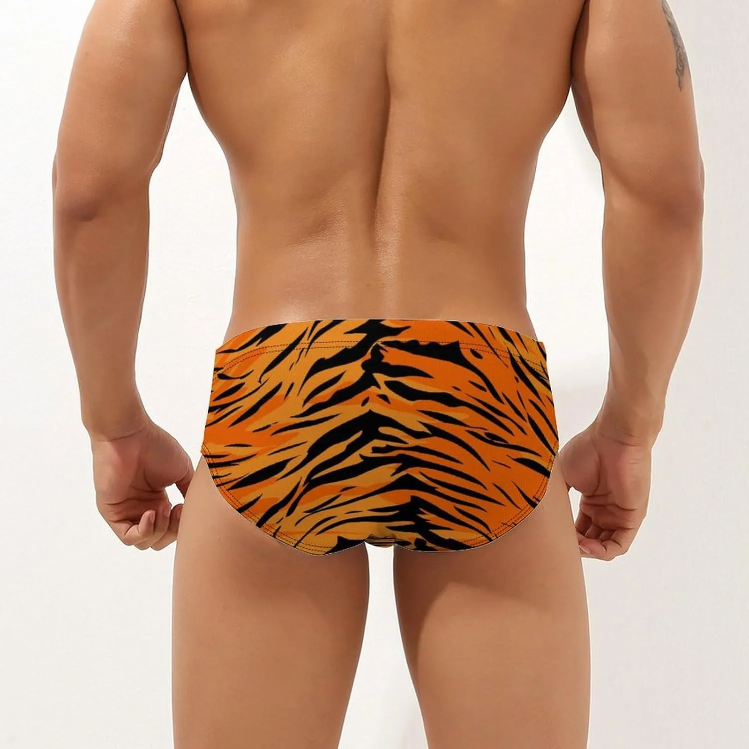 Supdreamc Men's Low Rise Swimwear Briefs Print Bikini Swimsuit