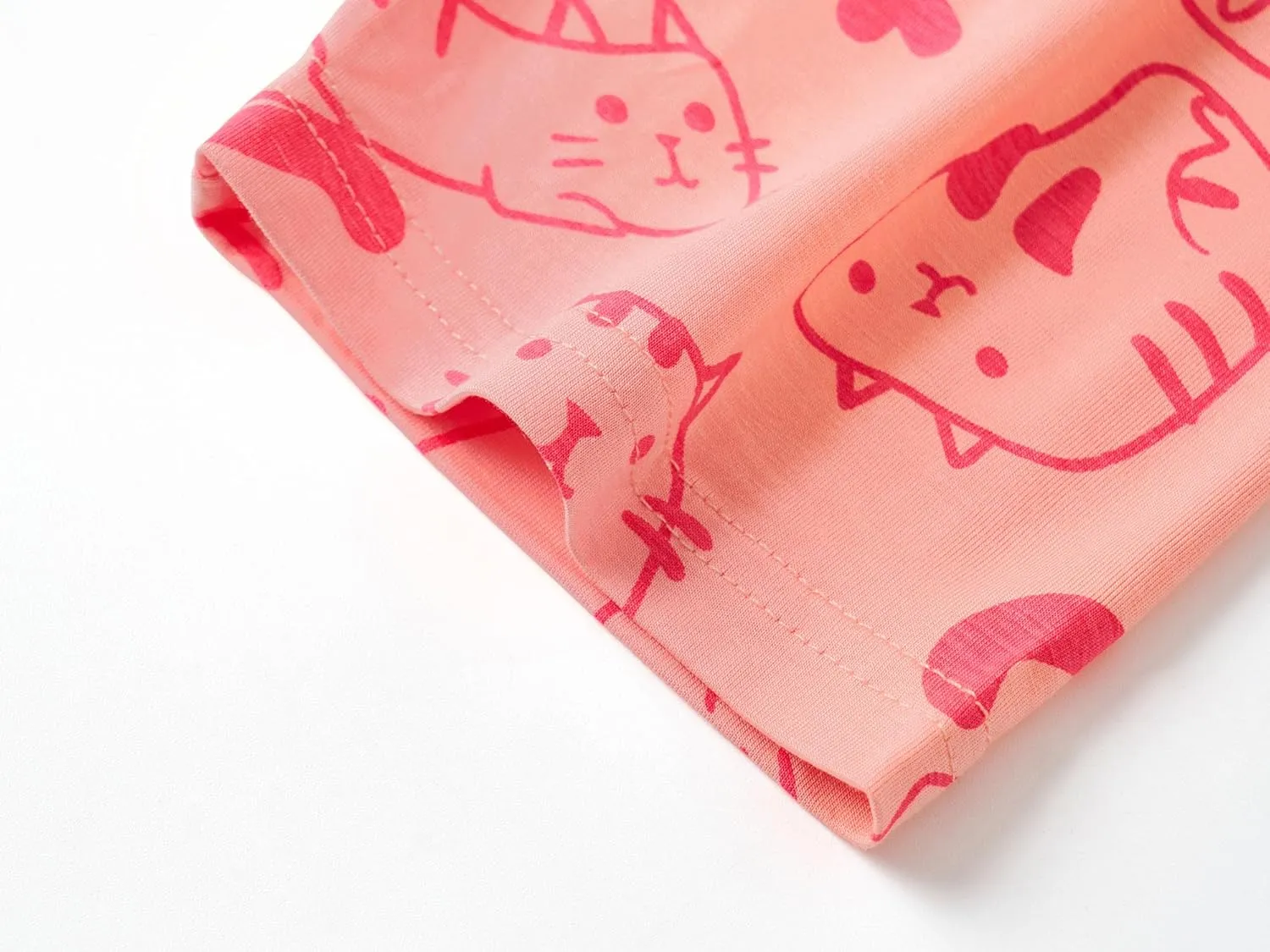 Tebbis Little & Big Girls Striped & Cat Pajama Set - Soft Modal Fiber 2-Piece Summer PJ’s in Sizes 6-18