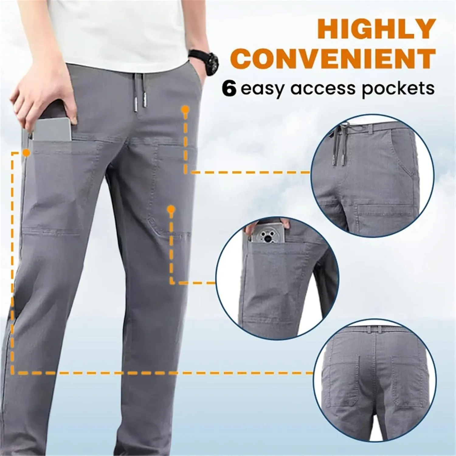 Testoberg Multipants - High Stretch Multi-Pocket Cargo Pants, Men Comfy Cargo 6 Pocket Pants, Men Comfy Work Pants