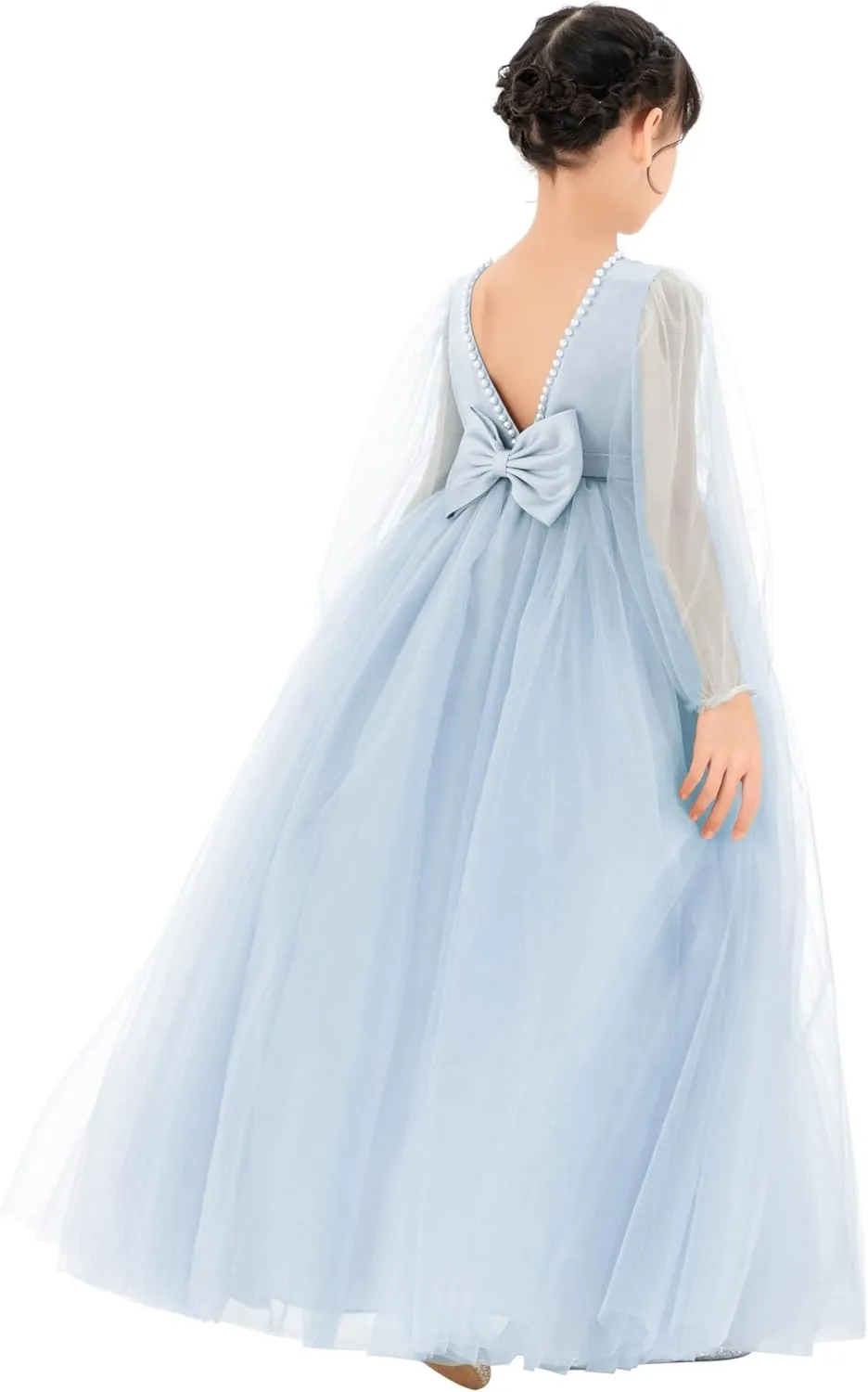 V-Back Flower Girl Dresses with Tulle Sleeves for Pretty Little Princess 249