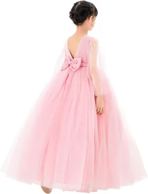 V-Back Flower Girl Dresses with Tulle Sleeves for Pretty Little Princess 249