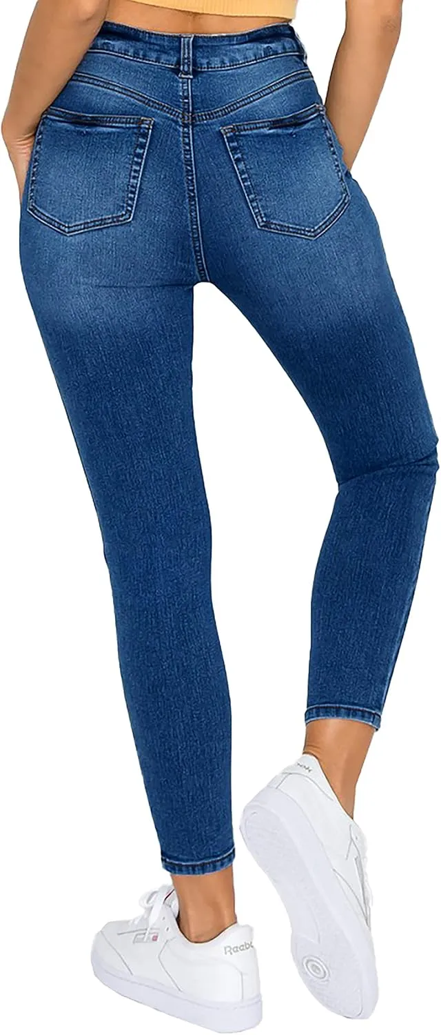 WAX JEAN Women's High Waisted Ankle Skinny 'Comfy Knit Denim' Jeans