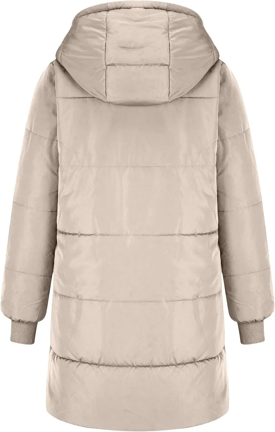 Women 2024 Winter Sherpa Lined Long Hooded Jackets Long Sleeve Button Down Shearling Fluffy Coats Trendy Outerwear