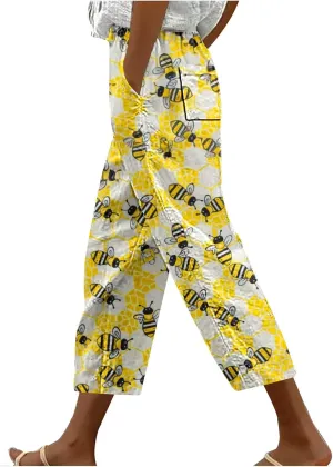Women Capri Pants Comfy Elastic High Waist Capris Drawstring Wide Leg Trouser Casual 2025 Comfy Pant with Pockets