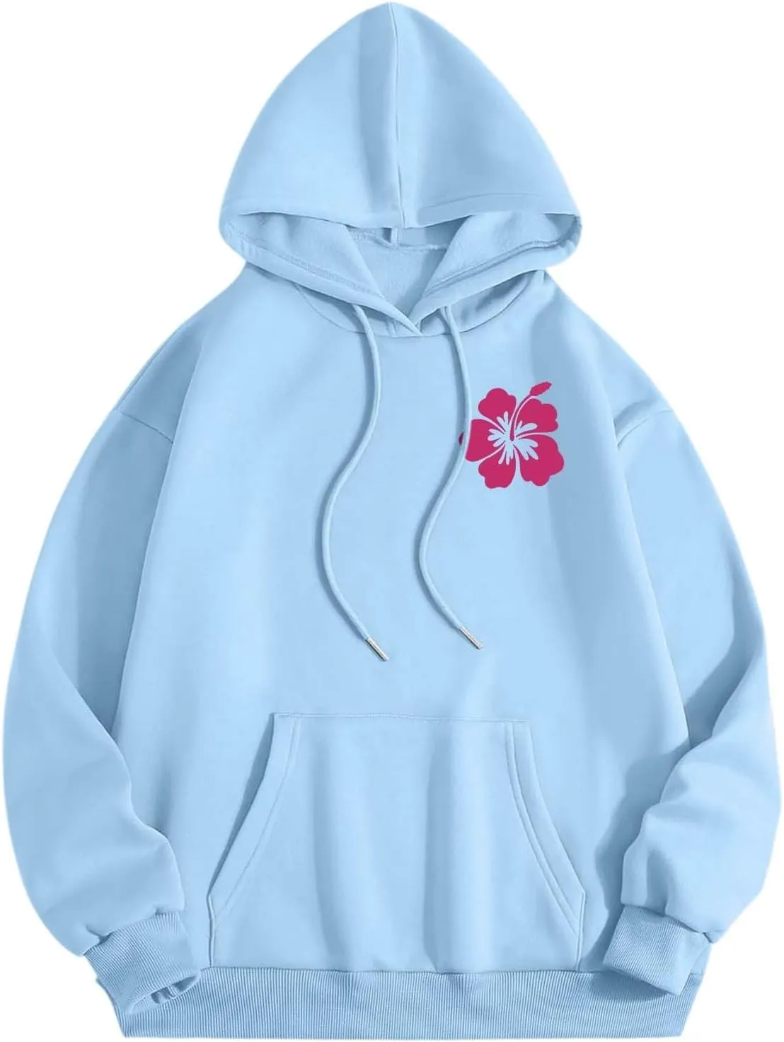 Women Graphic Summer Waves Chill Enjoy Letter Hoodie Oversized Drawstring Sweatshirt with Kangaroo Pocket