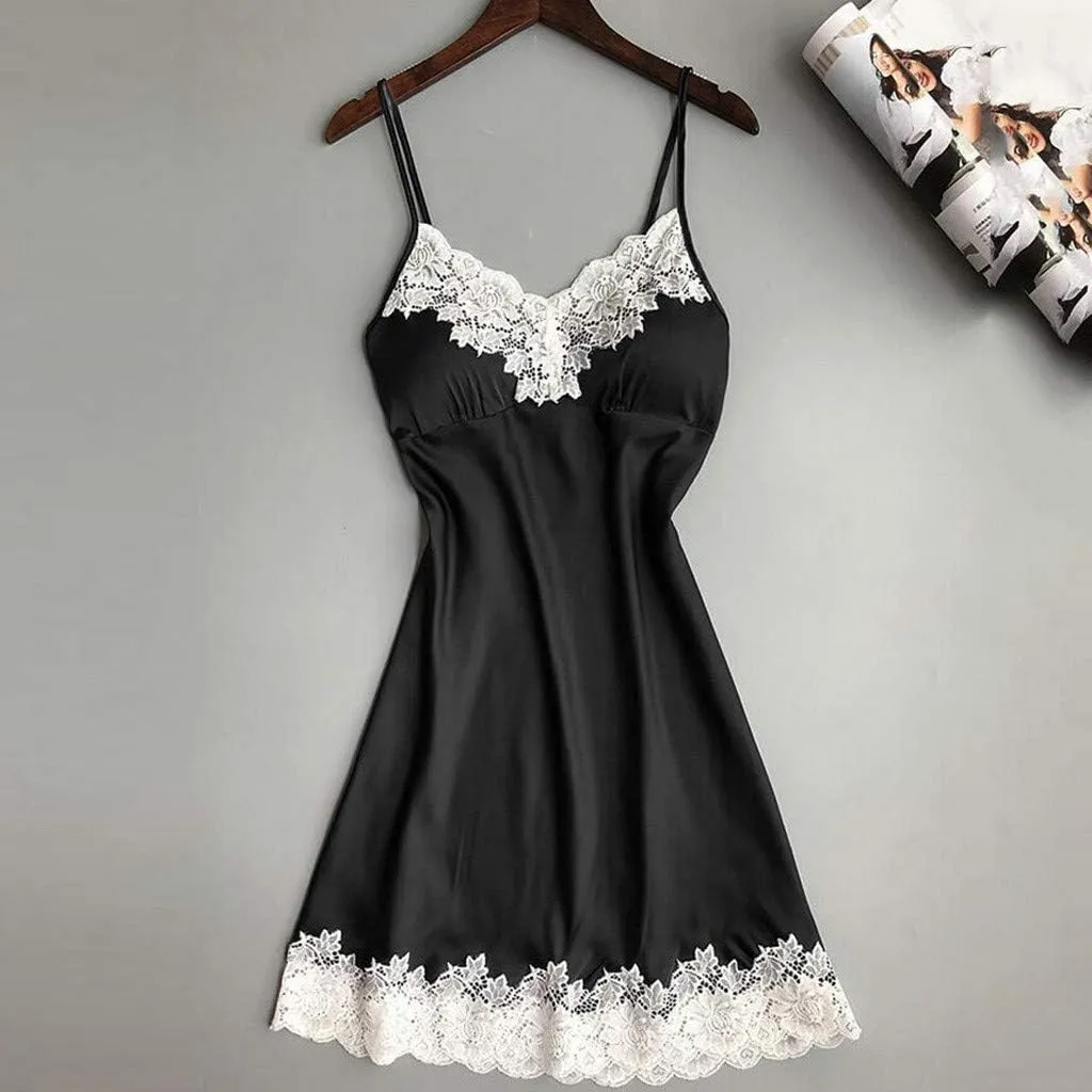 Women Lingerie Lace Modal Pajamas Nightgowns Set Womens Velvet Plush Cute Sexy Plus Size Christmas Lingerie Dress