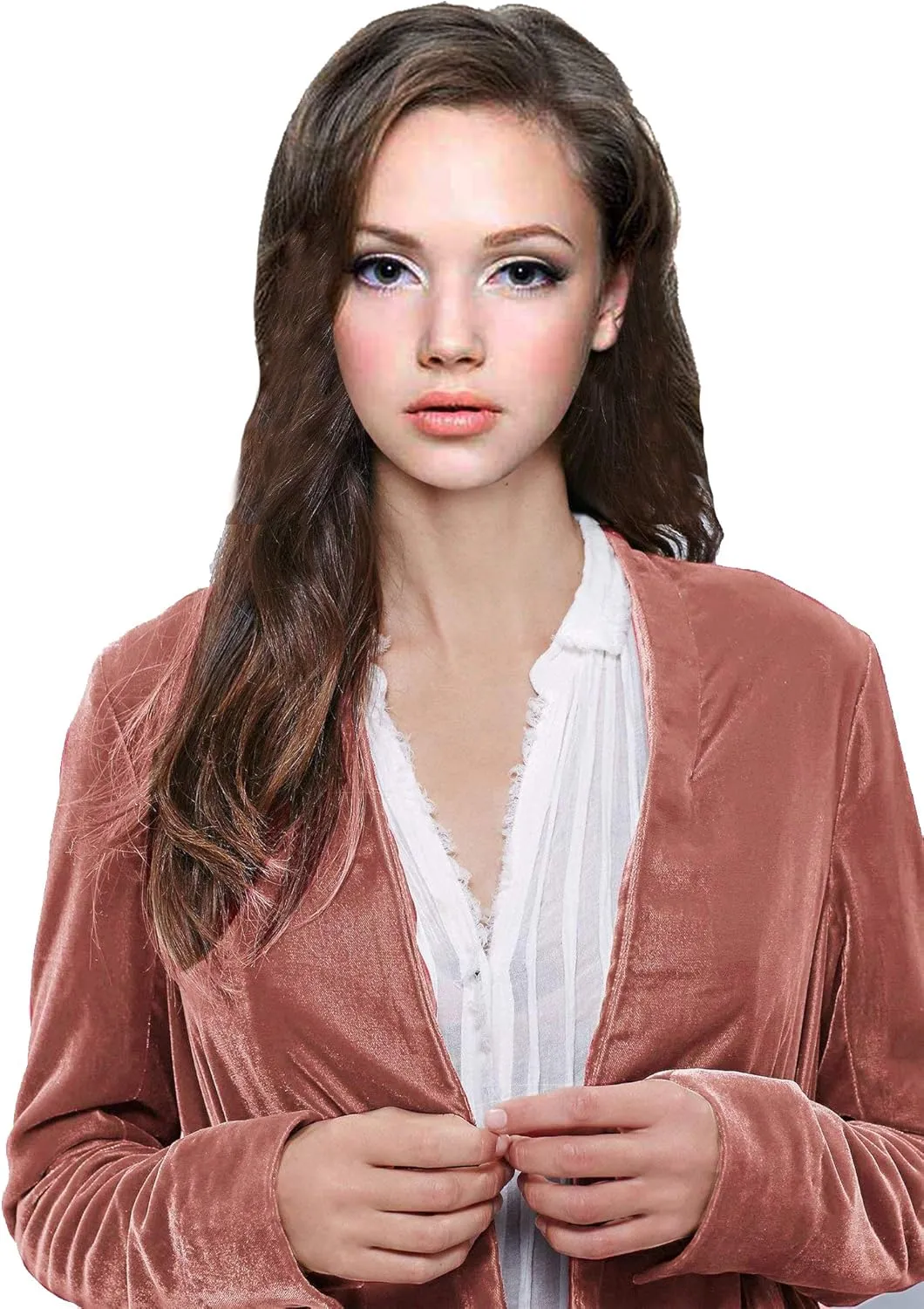 Women Ruffled Asymmetric Long Velvet Blazers Coat Casual Jackets
