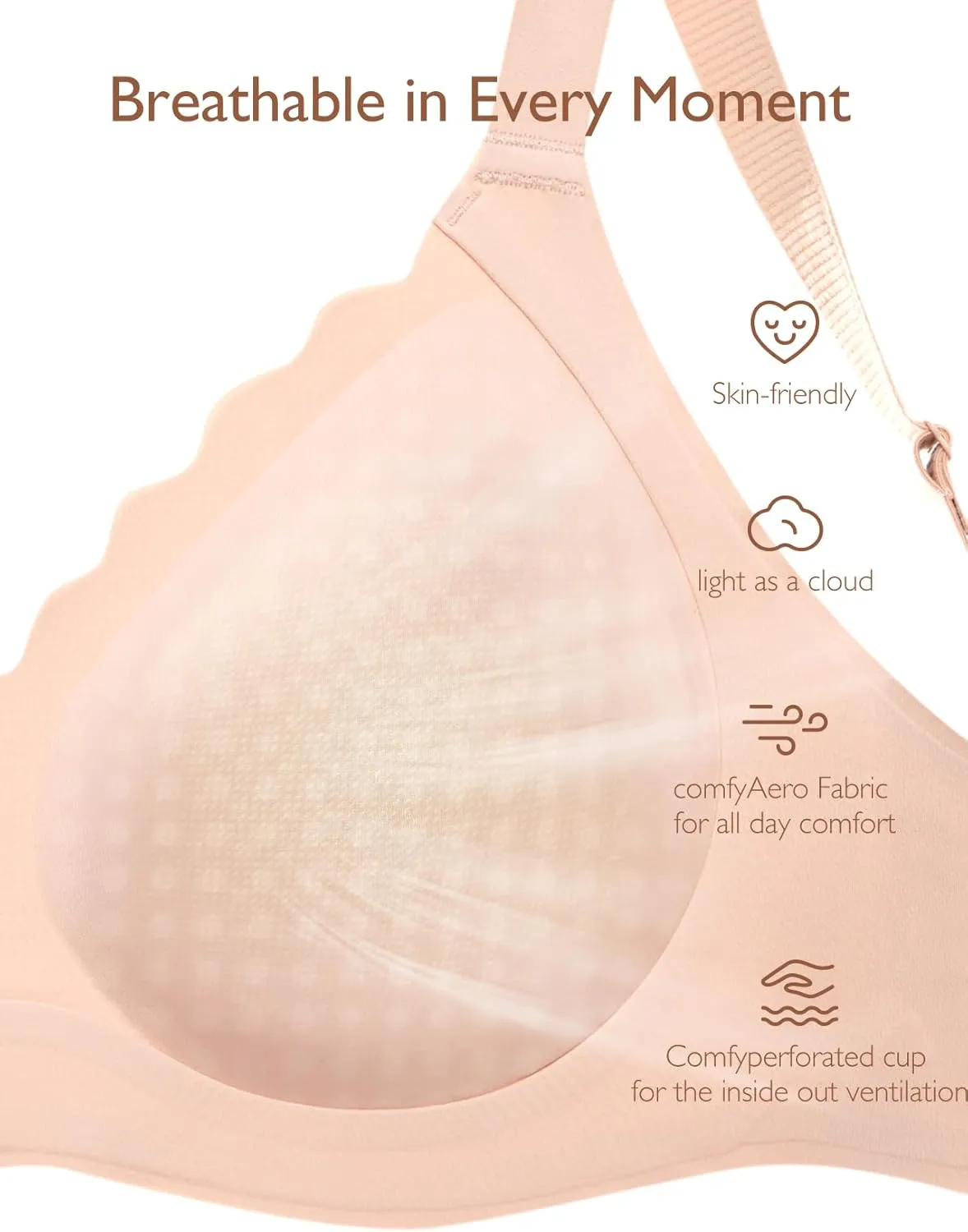 Women Scalloped Bras No Underwire Seamless Ultra Comfort Bralettes Supportive Everyday Wireless Bra
