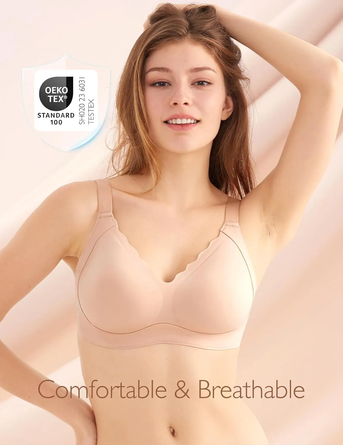 Women Scalloped Bras No Underwire Seamless Ultra Comfort Bralettes Supportive Everyday Wireless Bra