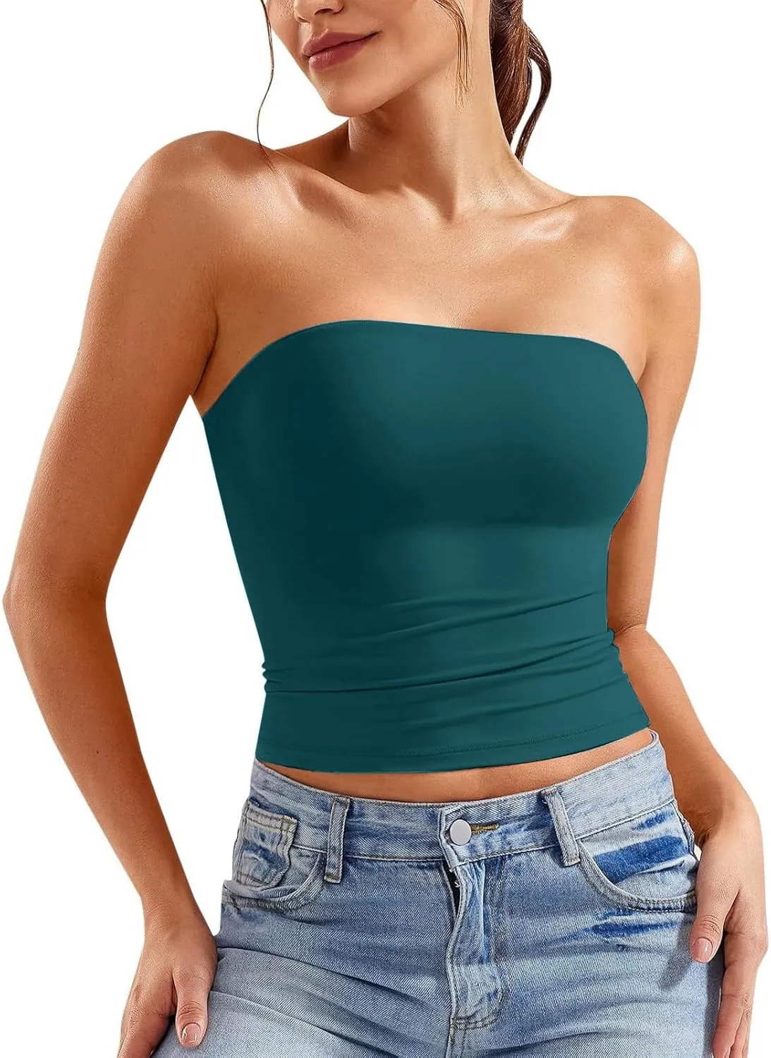 Women Y2K Strapless Backless Tube Top Double Lined Sleeveless Crop Tank 2025 Summer Clothes Going Out