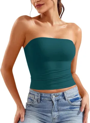 Women Y2K Strapless Backless Tube Top Double Lined Sleeveless Crop Tank 2025 Summer Clothes Going Out