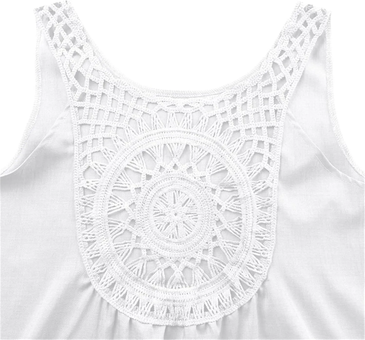 Womens 2 Piece Sets Elegant Crochet Lace Back Tank Top Wide Leg Pants Lounge Set Summer Beach Vacation Outfits