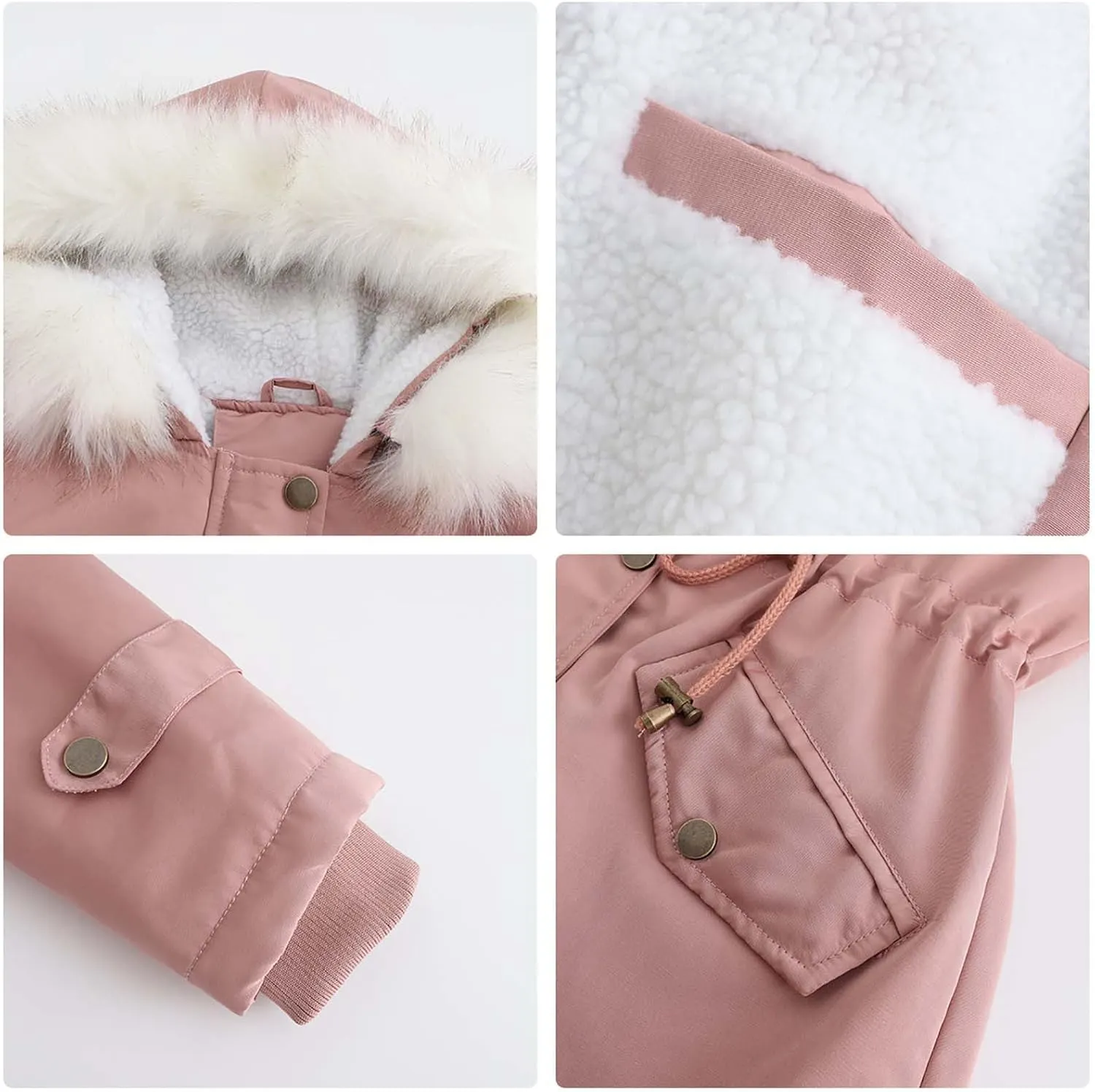 Women's 2024 Winter Warm Coats With Hood Sherpa Lined Thick Jacket Long Sleeve Fleece Outerwear With Pockets