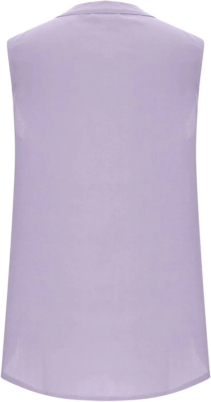 Women's Business Casual Sleeveless Shirts Summer Dressy Tank Tops Notch V Neck Work Blouse Loose Tunic Top