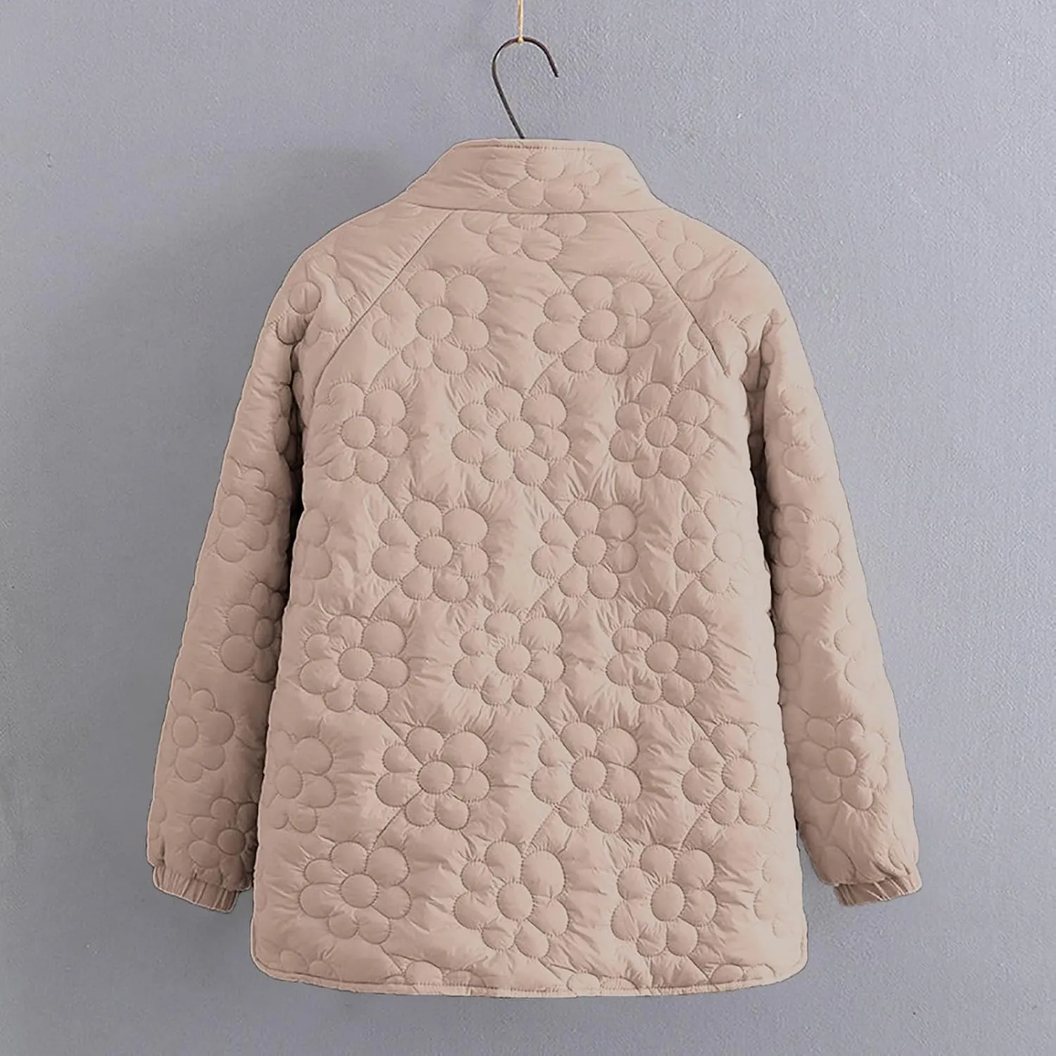 Women's Down Jackets Lapel Buttons Closed Casual Puffer Jacket Coat Cozy Lightweight Long Sleeve Floral Fuzzy Outwear