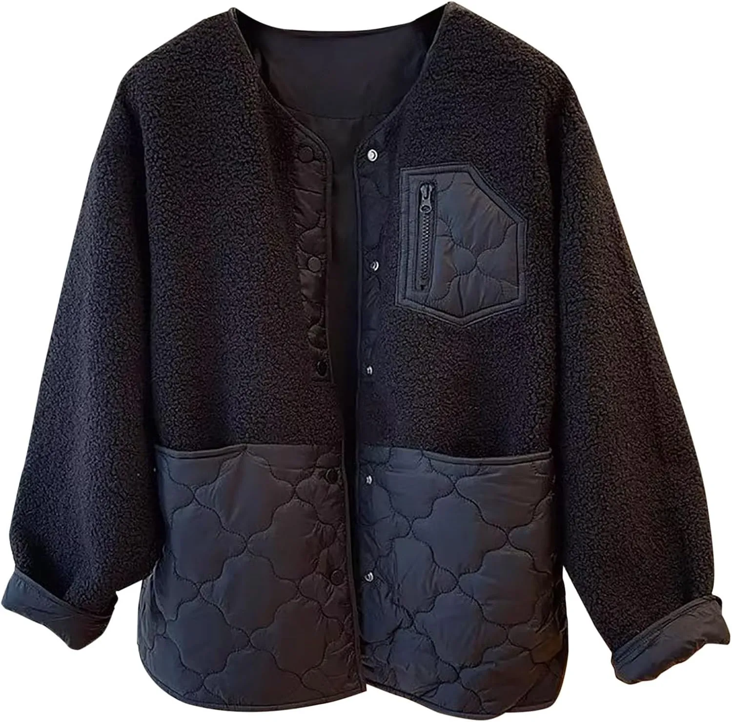 Women's Down Jackets Lapel Buttons Closed Casual Puffer Jacket Coat Cozy Lightweight Long Sleeve Floral Fuzzy Outwear