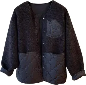 Women's Down Jackets Lapel Buttons Closed Casual Puffer Jacket Coat Cozy Lightweight Long Sleeve Floral Fuzzy Outwear