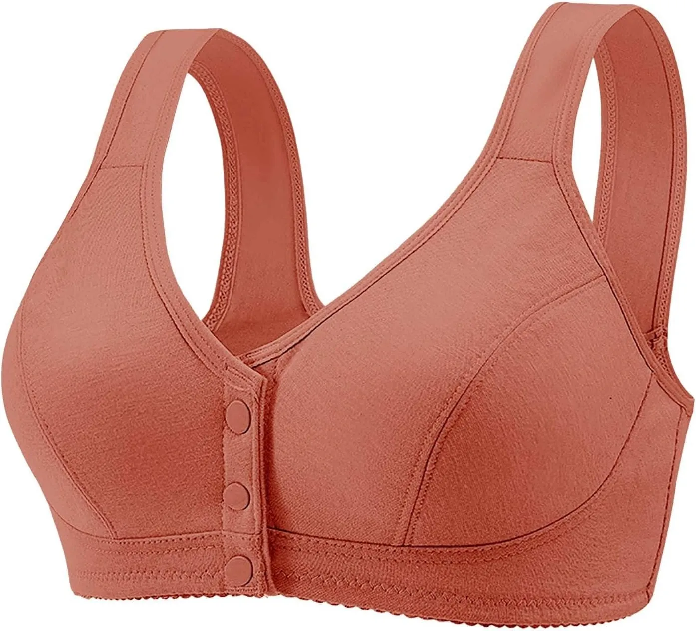 Women's Fashionable and Casual Large Size Front Open Buckle Thin Threaded Gathered Vest Bra Womens Support Bras