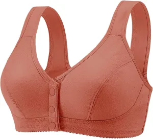 Women's Fashionable and Casual Large Size Front Open Buckle Thin Threaded Gathered Vest Bra Womens Support Bras