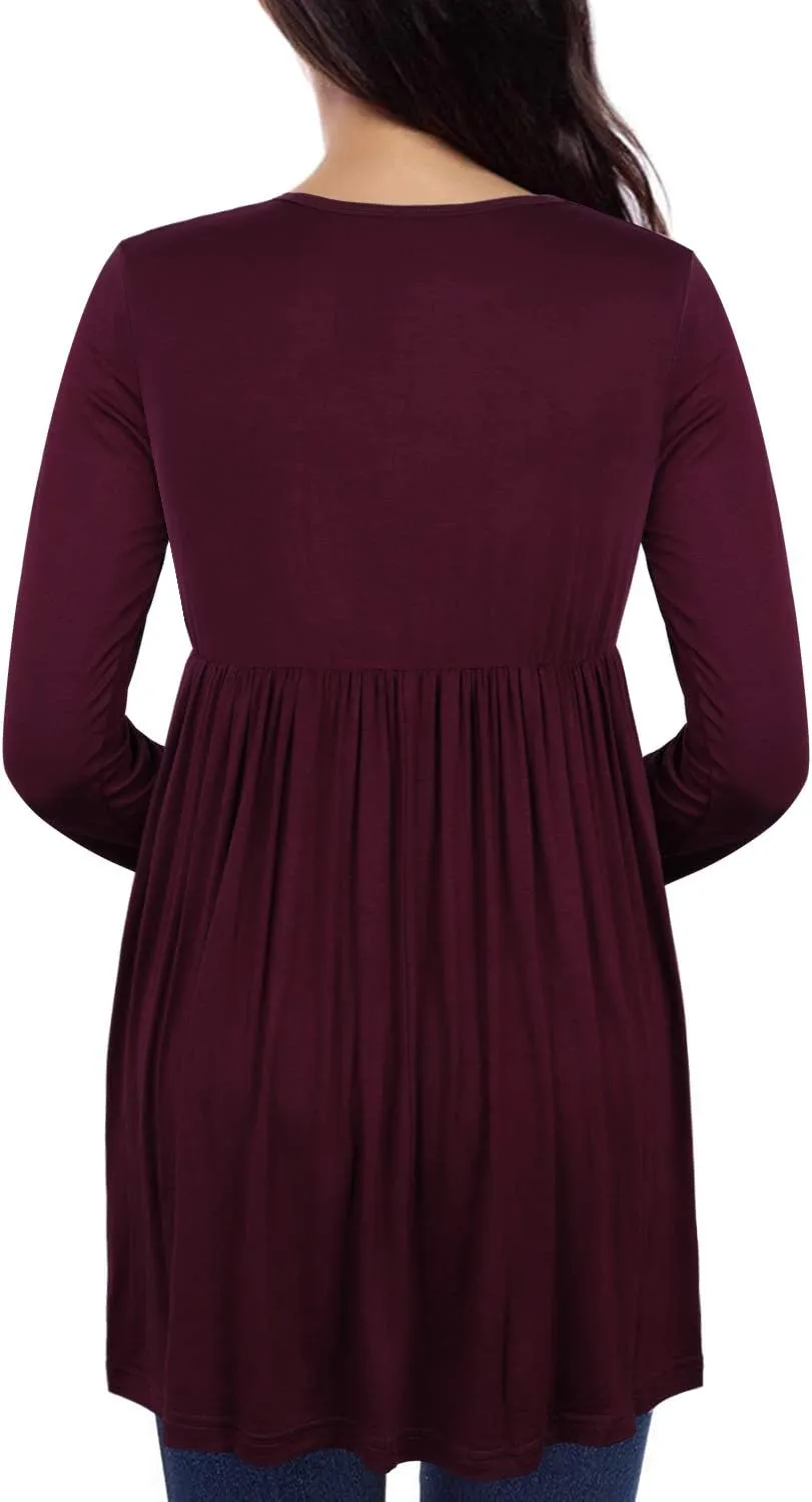 Womens Flattering Maternity Tops Comfy Short Sleeve Pleated Pregnancy Shirt