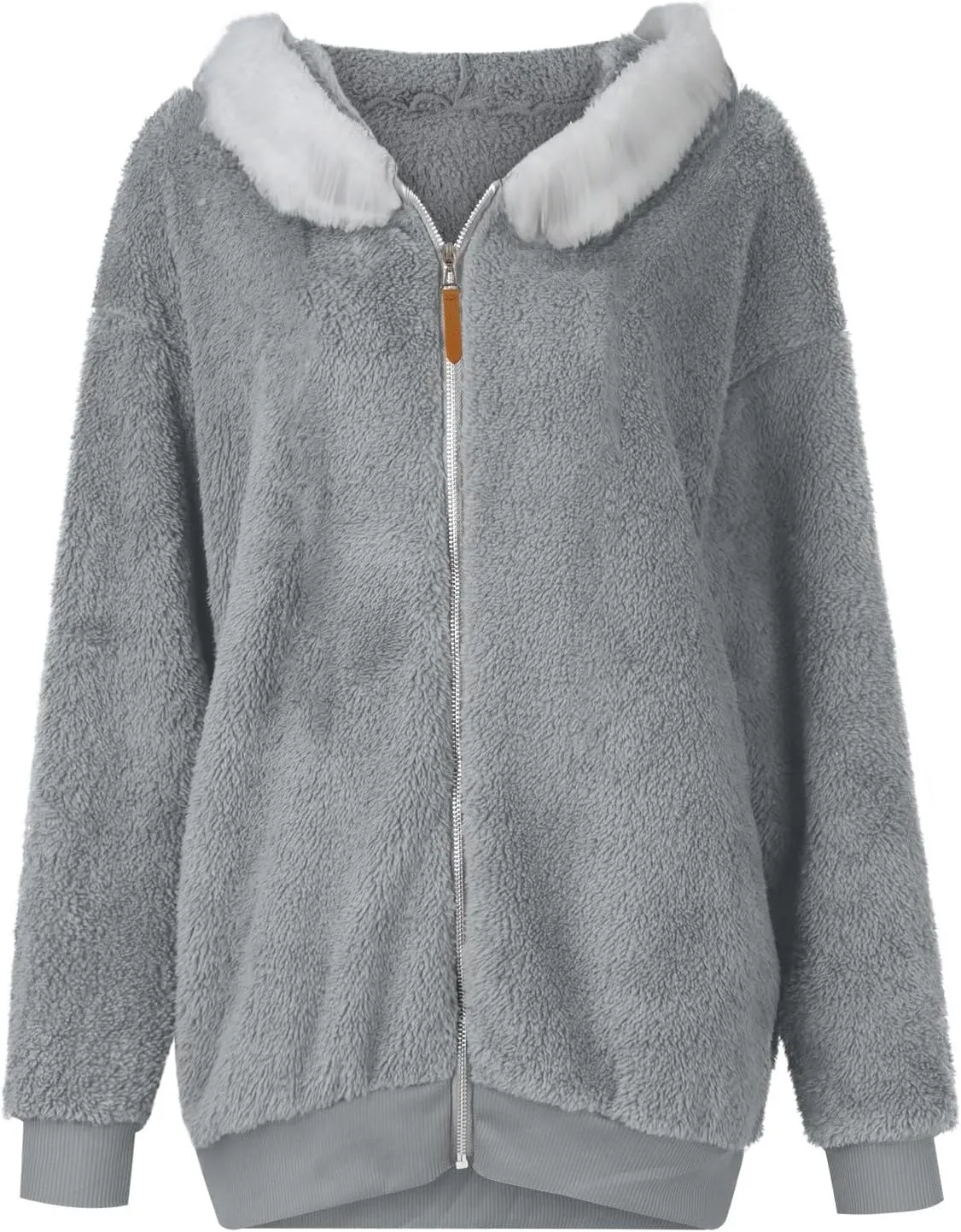 Women's Fleece Jackets and Coats Zip Up Hooded Color Block Patchwork Coat Thick Warm Fuzzy Sherpa Outerwear