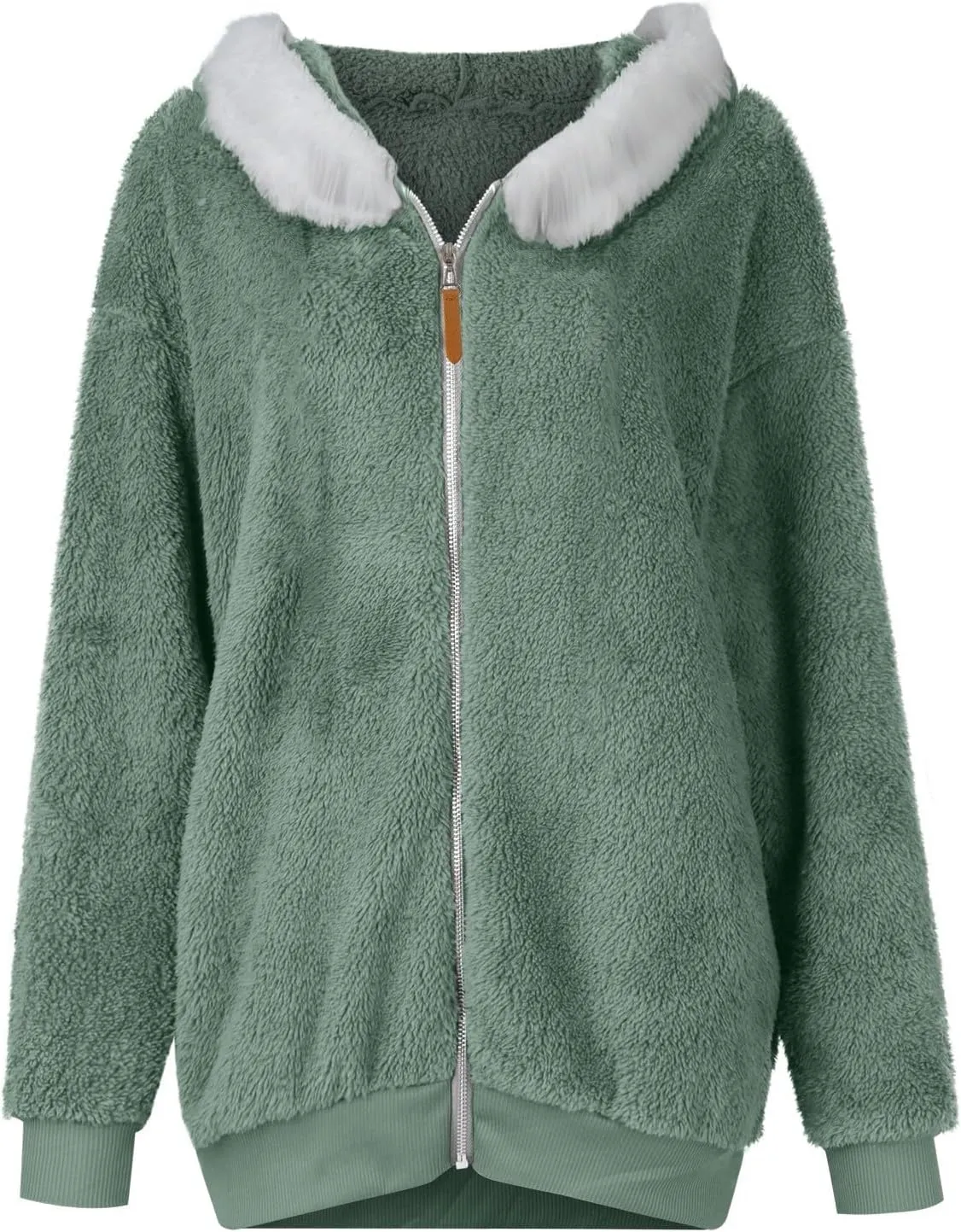 Women's Fleece Jackets and Coats Zip Up Hooded Color Block Patchwork Coat Thick Warm Fuzzy Sherpa Outerwear