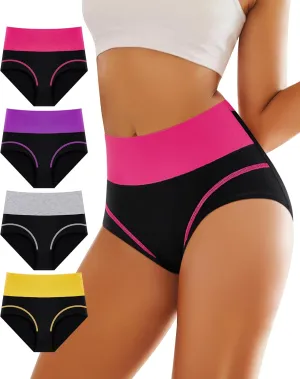 Women's High Waisted Cotton Underwear Tummy Control Underwear Stretch Soft Full Coverage Briefs Panties Multipack