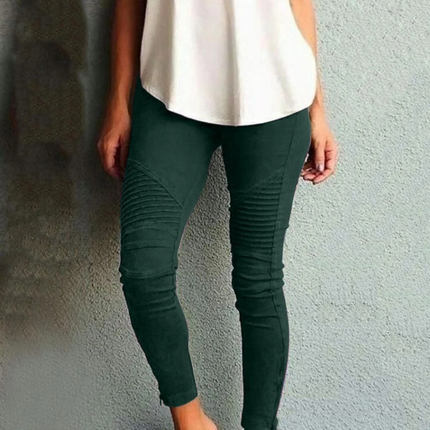 Womens High Waisted Stretch Jeggings with Pockets Casual Pull-On Moto Biker Leggings Slim Fit Skinny Jeans Pencil Denim Pants