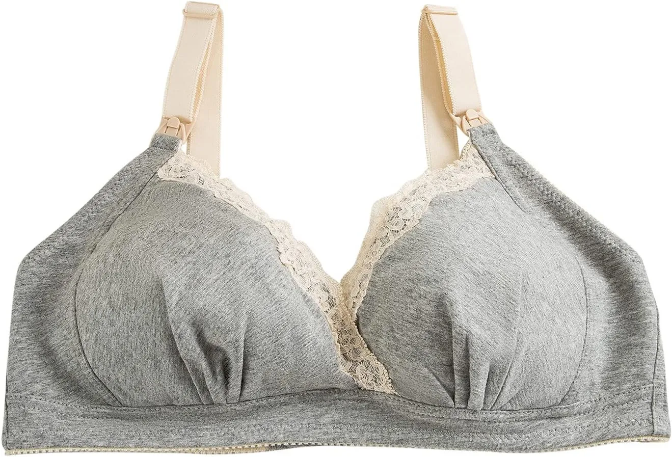 Women's Lace Nursing Bra Wirefree Padded Breastfeeding Maternity Bralette Cute Pregnancy Wrap V Neck Push Up Bras